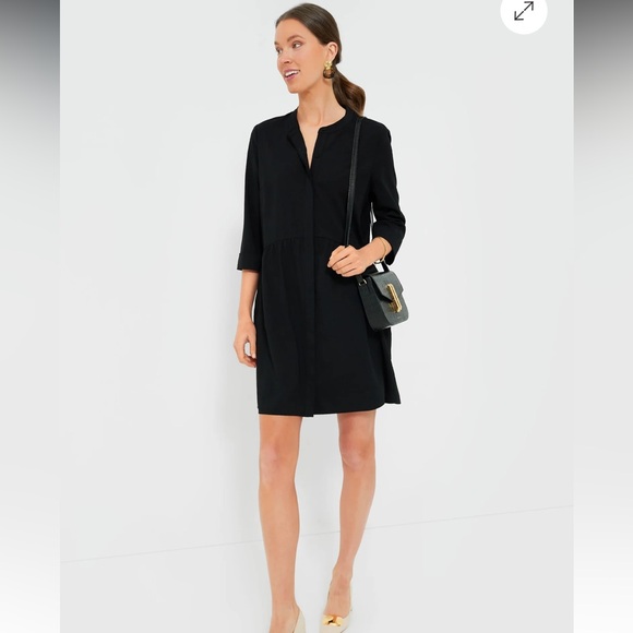 Tuckernuck Royal Black Crepe Shirt Dress - Picture 2 of 12